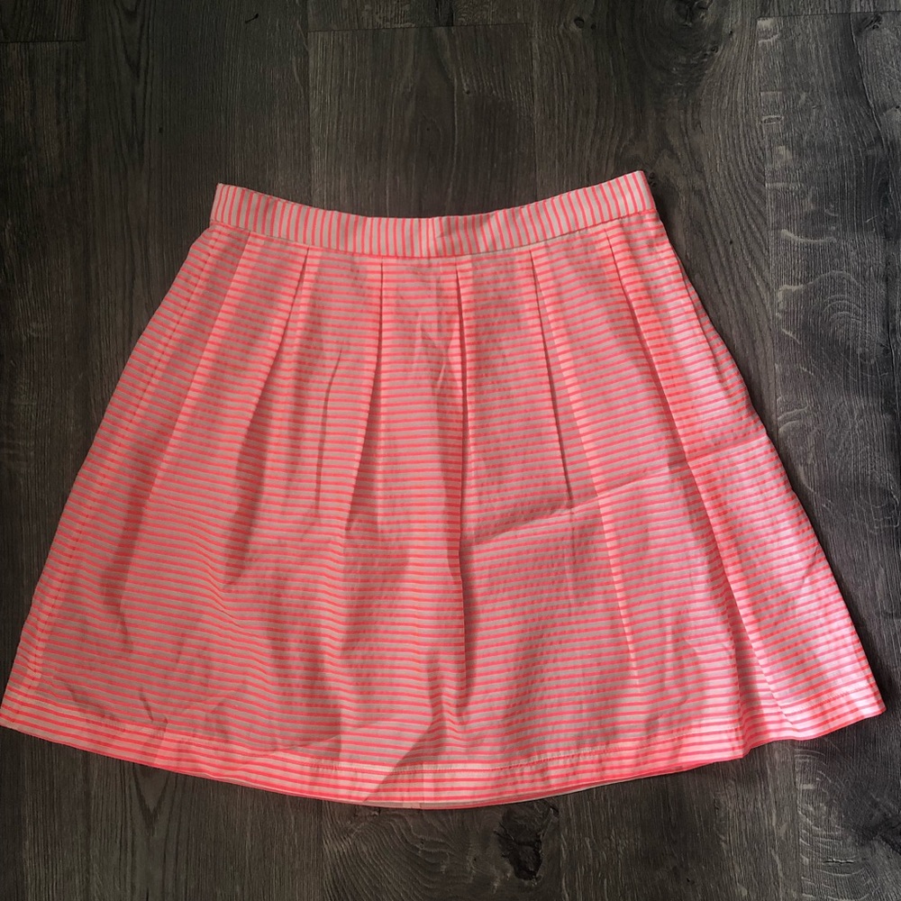 Rebecca Minkoff Femi Neon Coral Striped Skirt 10